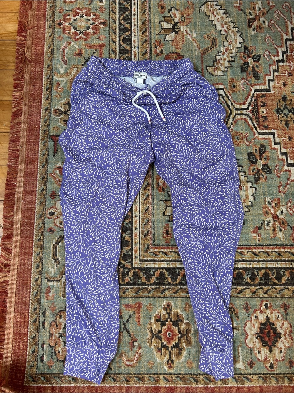 Eddie Bauer Purple Leaf-Print Pajama Pants
